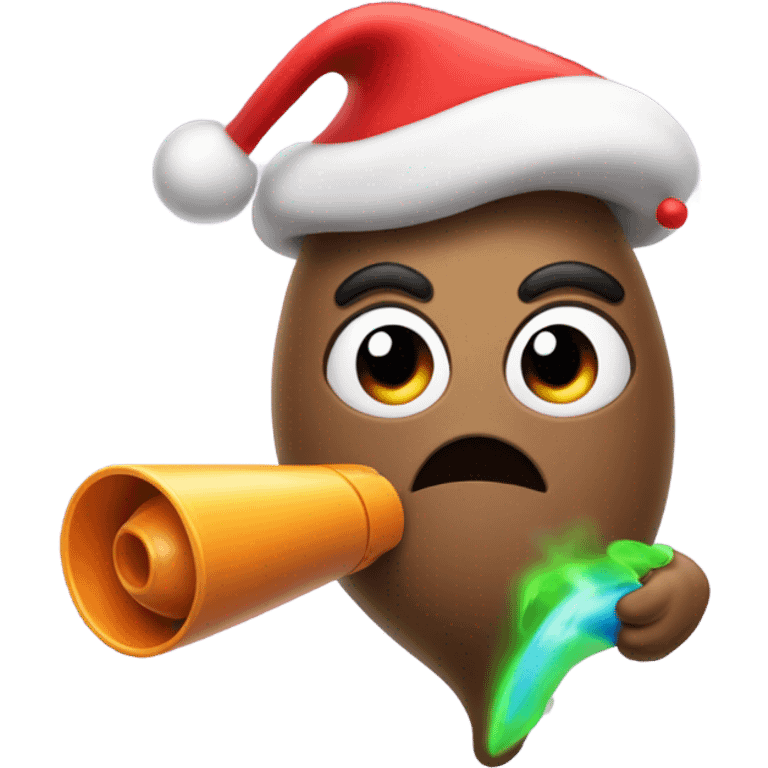 Poop wearing a Santa hat with a squirt gun  emoji