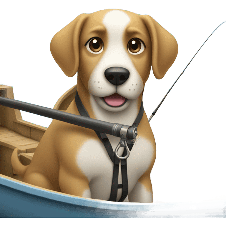 Dog in a boat fishing emoji