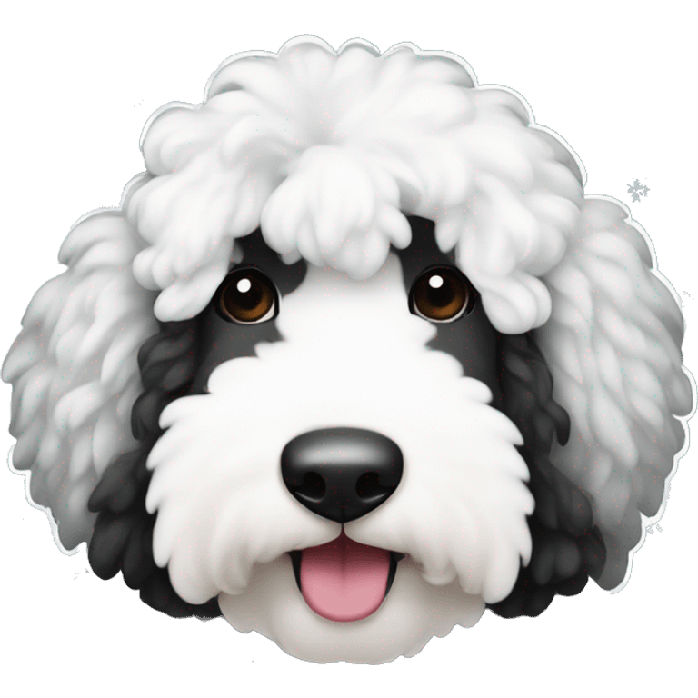 Christmas black and white sheepadoodle  emoji