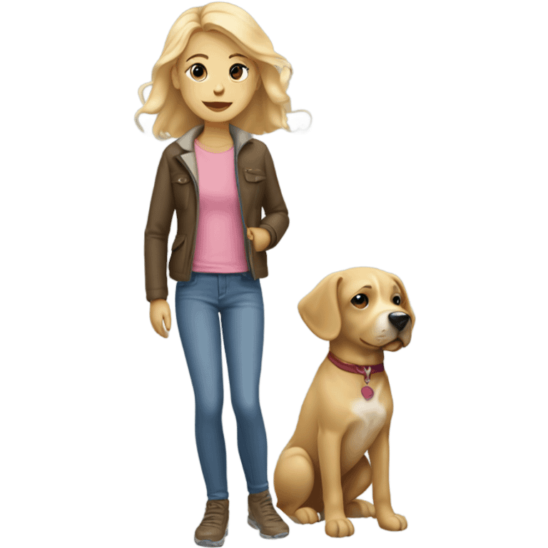 blonde girl with dog outside emoji