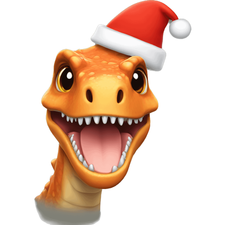 dinosaur with christmas hat emoji