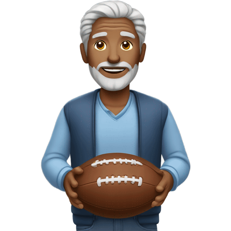 old man with grey hair with football  emoji