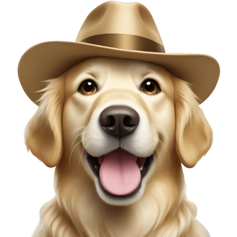 Golden retriver blanc avec chapeau de   d’anniversaire emoji