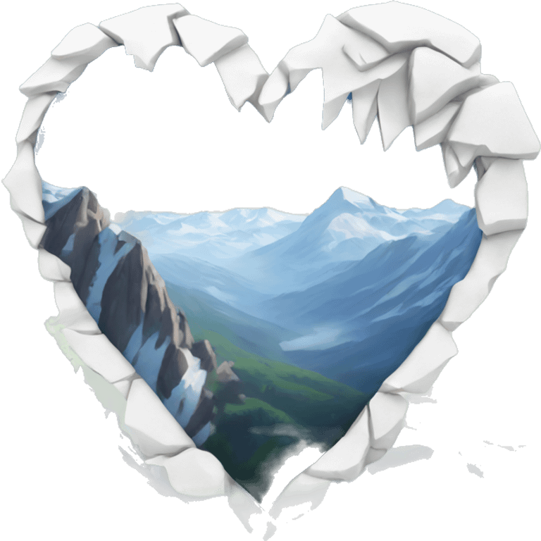 White broken heart Against the background of a snow-capped mountain emoji