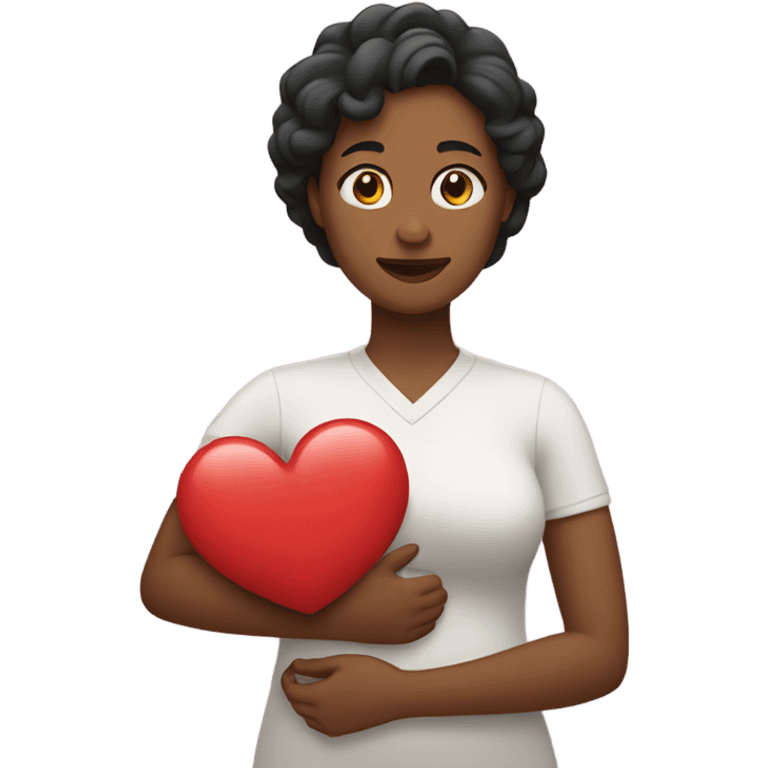 Mother holds her heart in her arm emoji