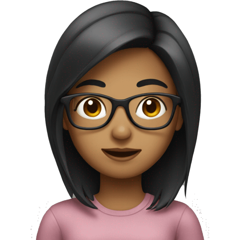 Girl with dark hair glasses emoji