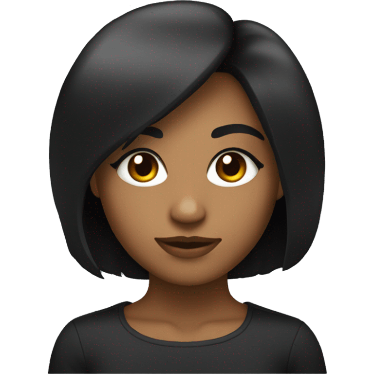 avatar de una chica de ojos negros oscuros y pelo negro corto bob emoji