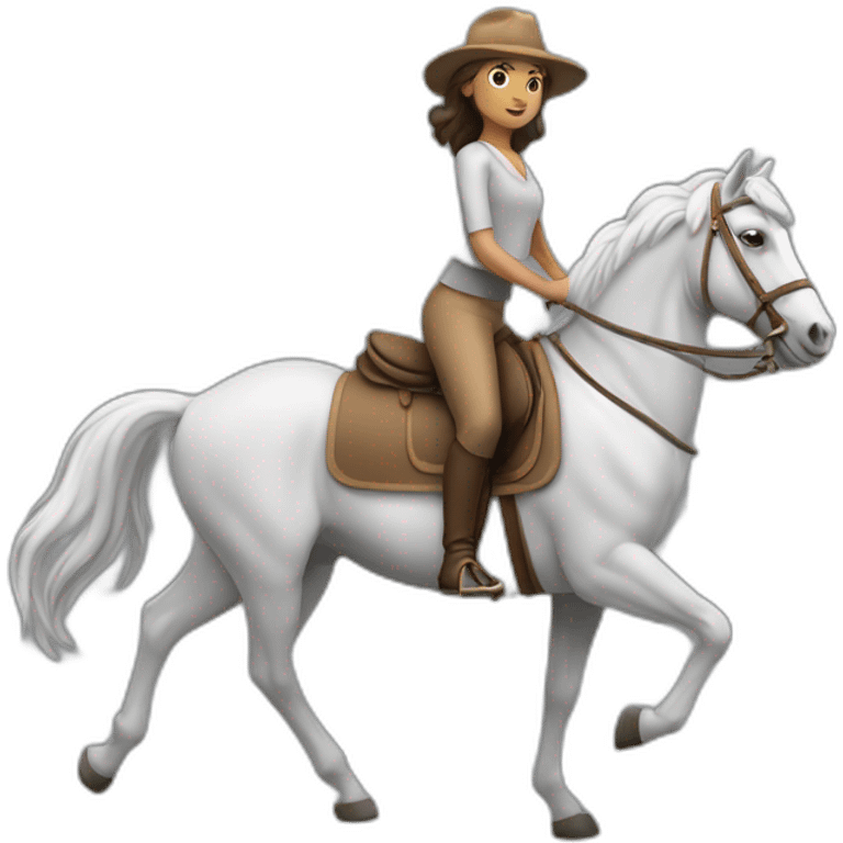 femme sur un cheval gris emoji