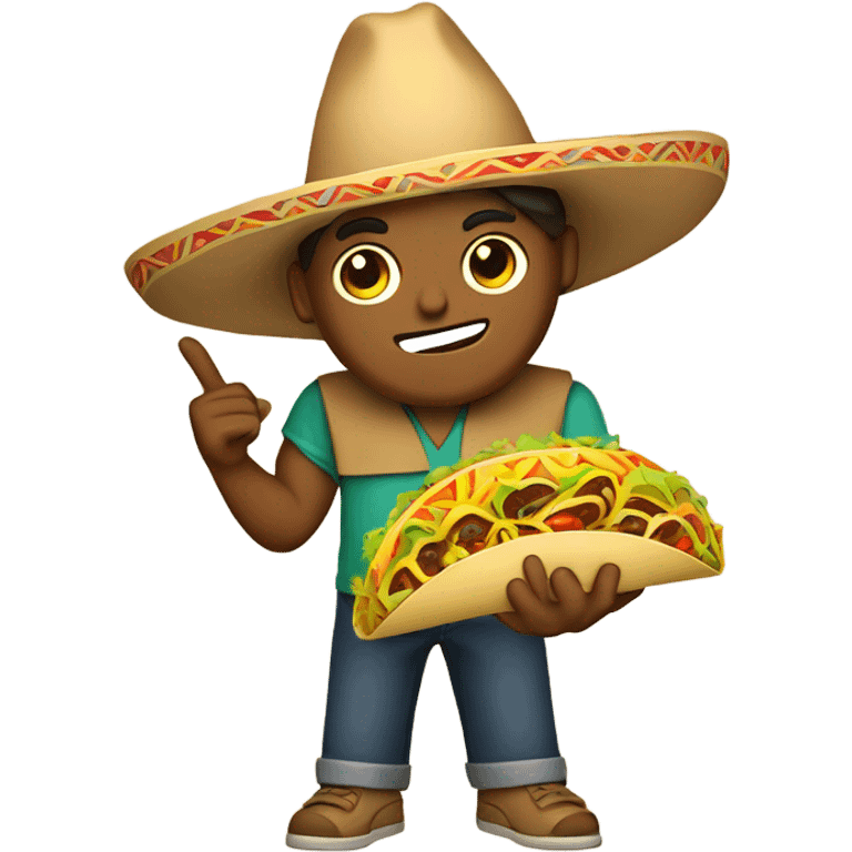 Tan guy with sombrero holding a taco emoji