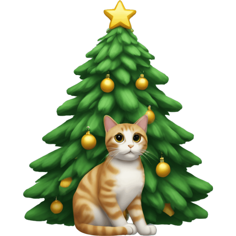 christmas tree with cat on top emoji