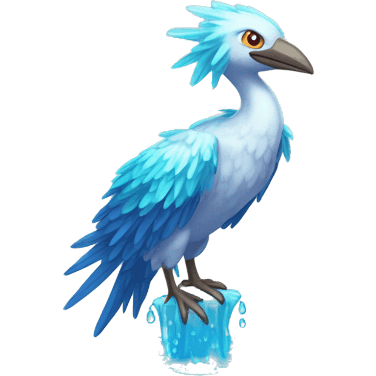 Wet dripping watery Cool Cute Fantasy legendary sea-bird ocean-water-type-Hydro-Phoenix-avian Fakemon full body emoji