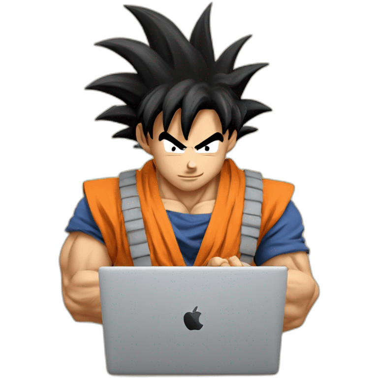 Goku working with a MacBook  emoji