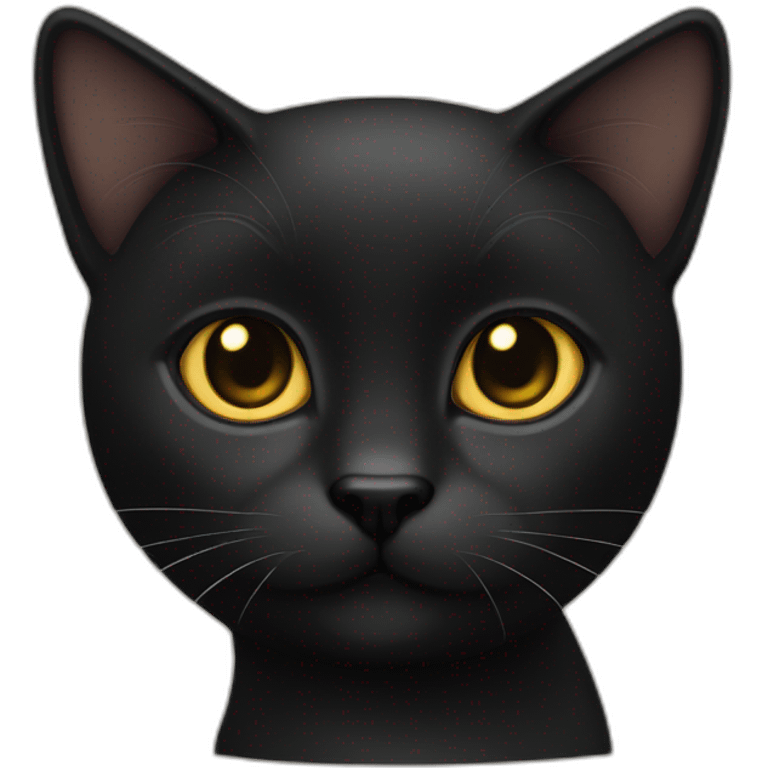 A fully black short haired cat with gold eyes emoji