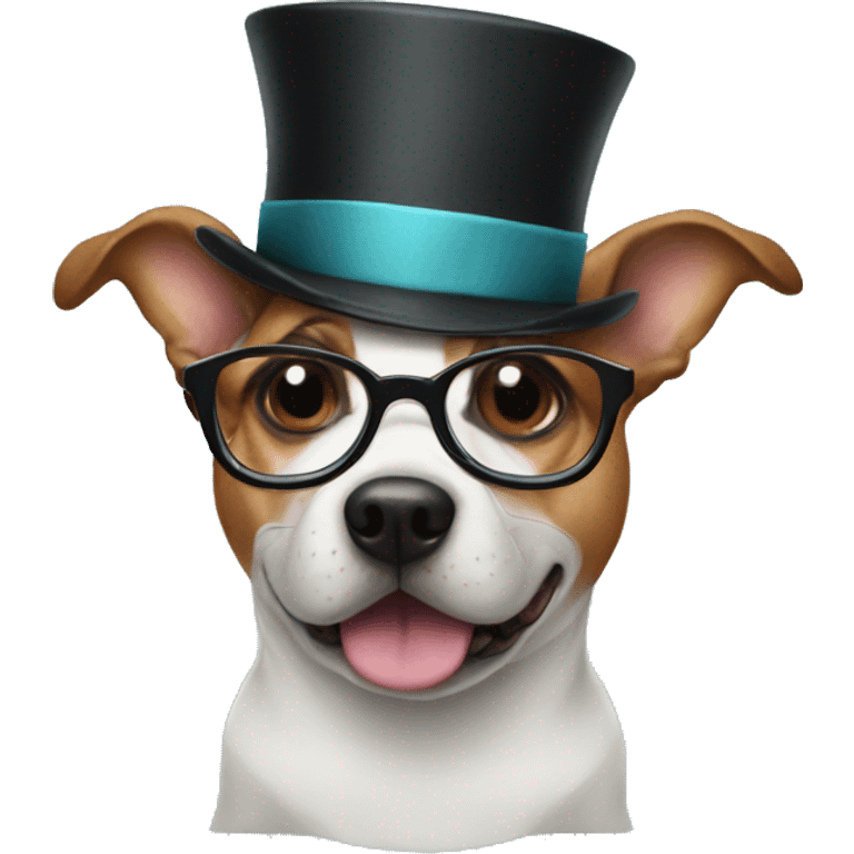 Dog with glasses and shark with a top hat emoji