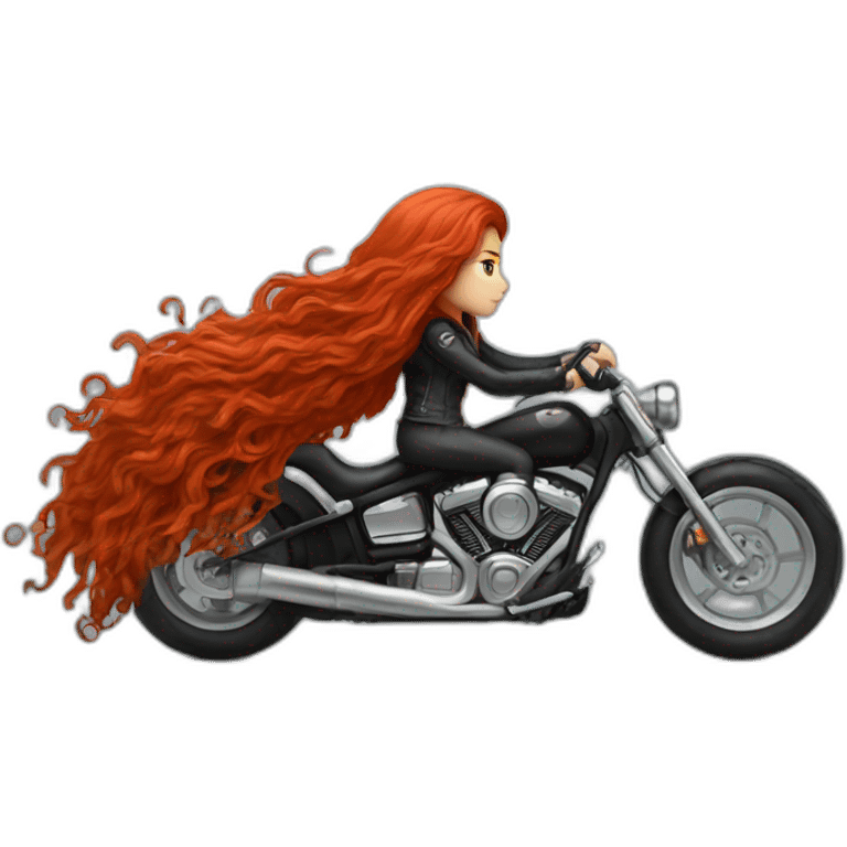 biker girl with long red hair emoji