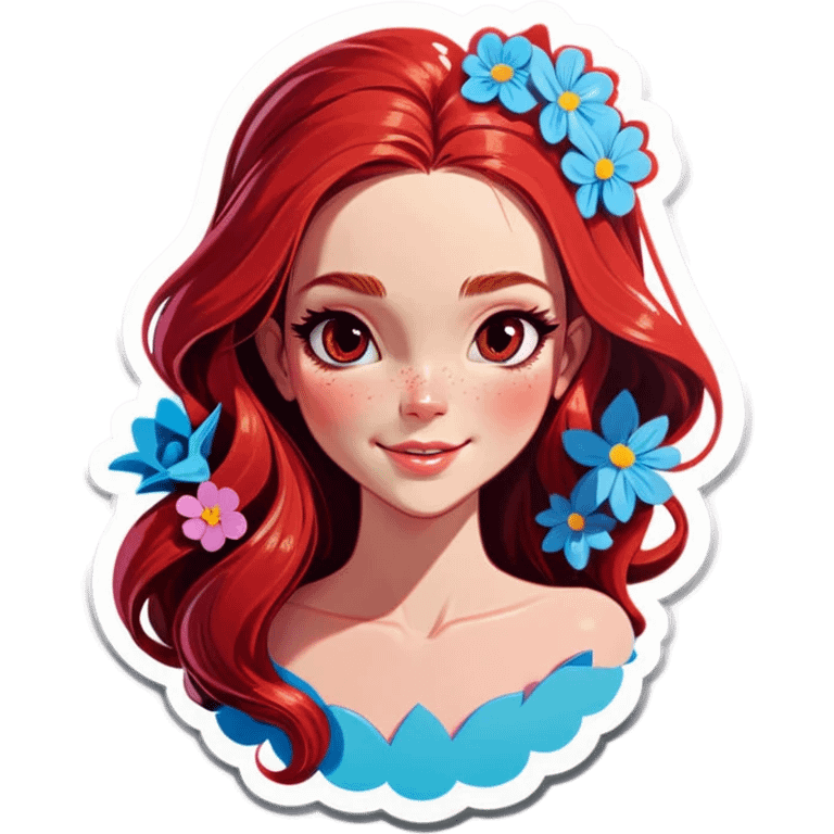 Realistic Long Red haired white woman with flowers in her hair  emoji