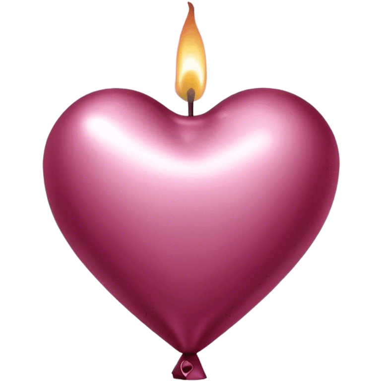 metallic heart-shaped balloons in burgundy and pink aesthetic decorative candle in the shape of a heart emoji