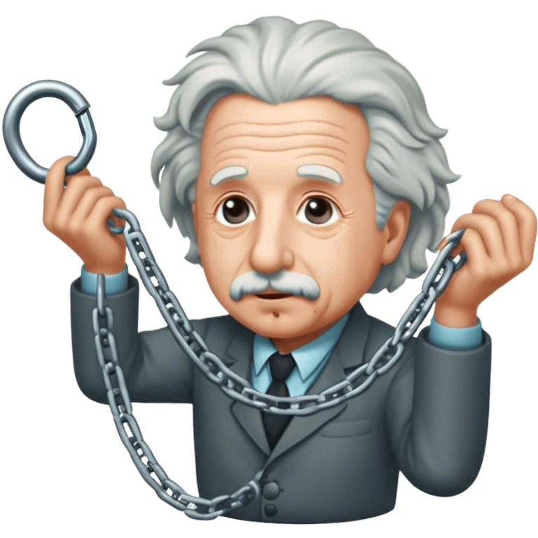 Albert einstein pulling on a chain emoji