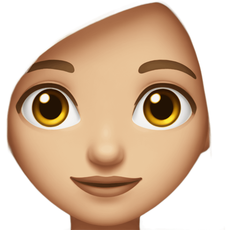 Girl with long brown hair hazel eyes and long eyelashes and eyebrows emoji