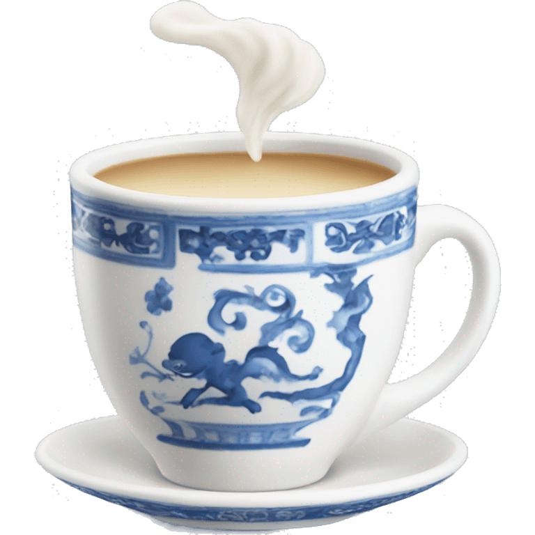 Milky tea in blue and white china  emoji