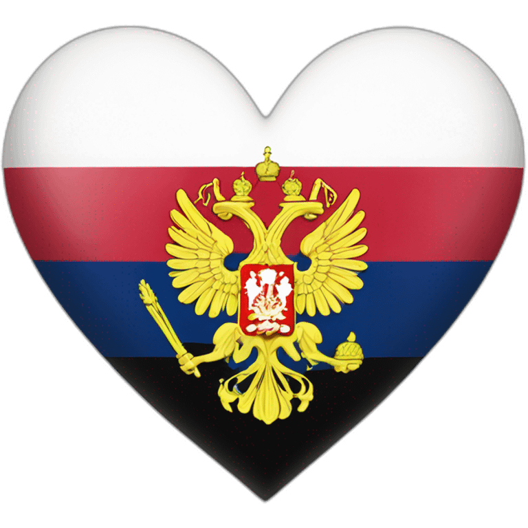 russian empire flag (black yellow white colors) in heart like IOS emoji emoji