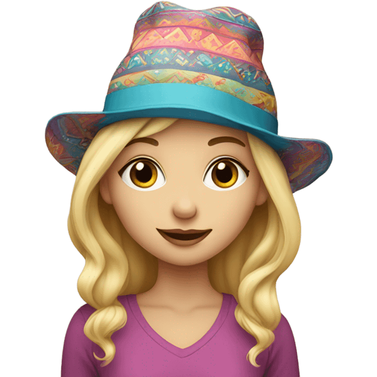 Blonde girl silly hat emoji