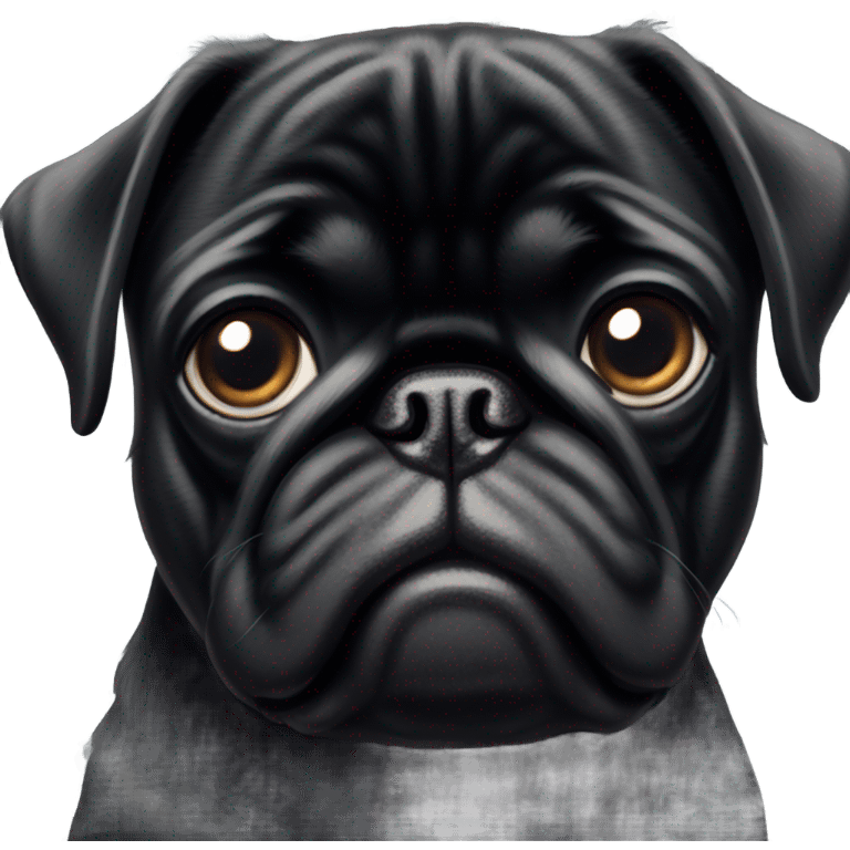 Black pug  and the words  “I’m sorry” emoji