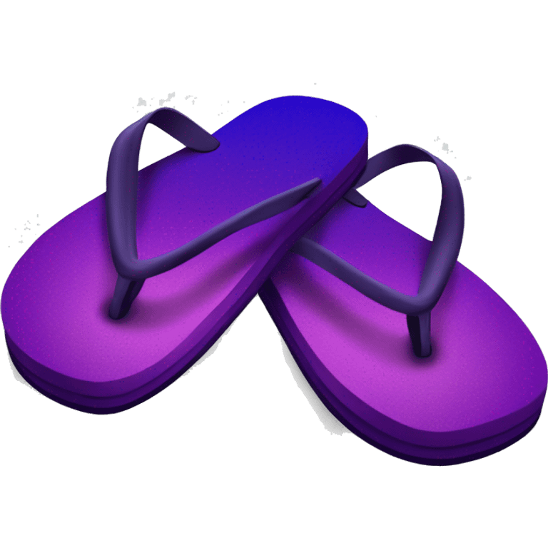 Realistic dark purple gradient pair of summer flip flops isolated. emoji