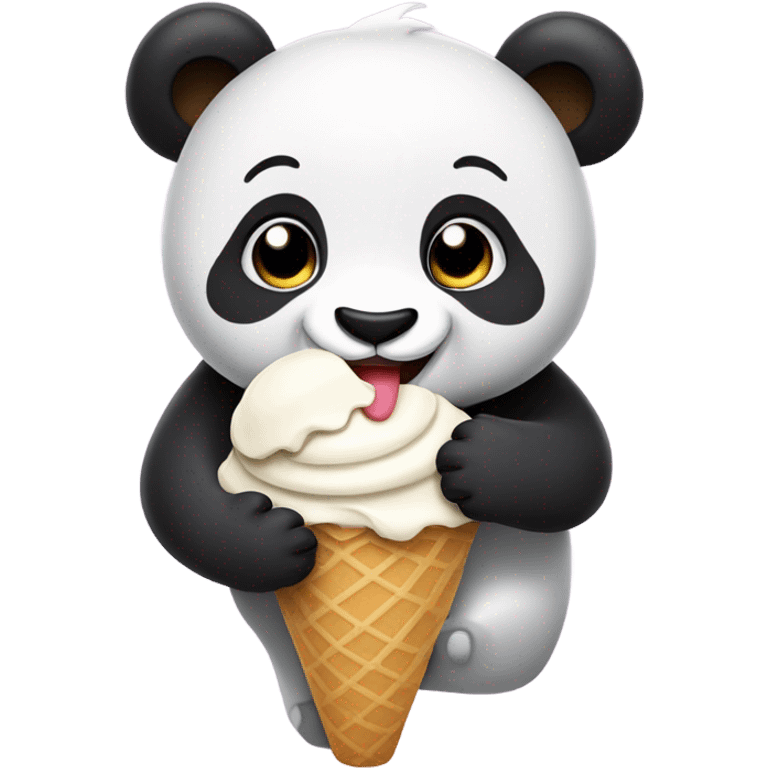 Panda eating ice cream emoji