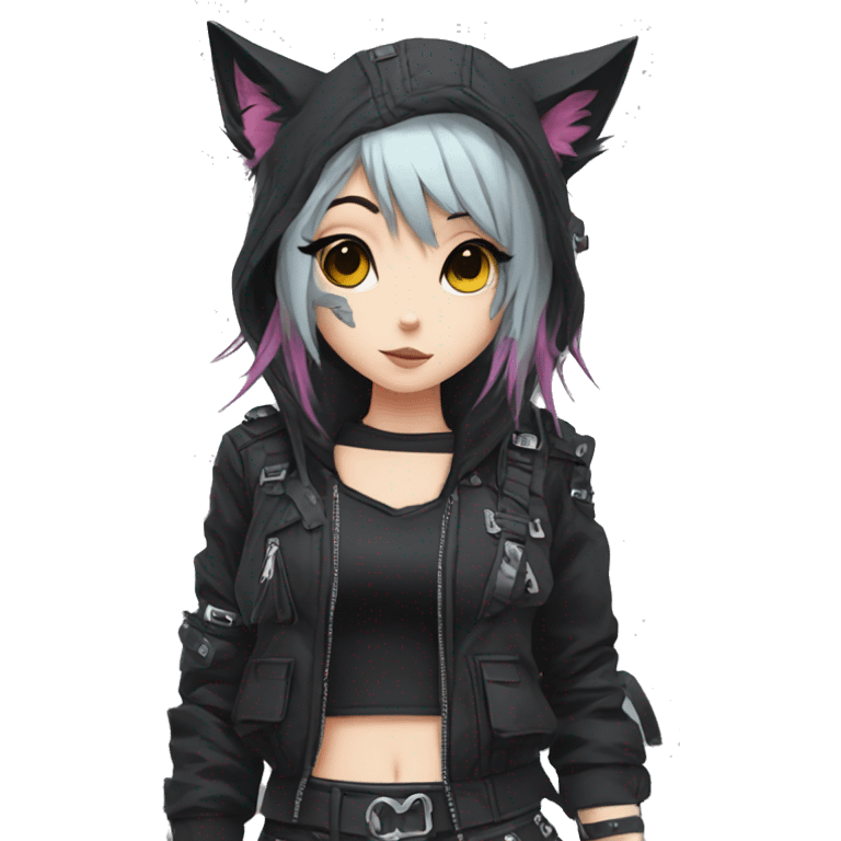 Edgy Cartoon Anime Punk Techwear Catgirl emoji