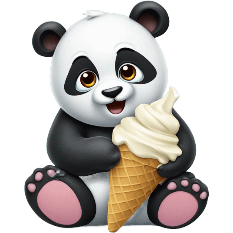 Panda eating ice cream emoji