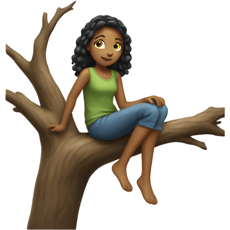 Girl sitting on a tree emoji