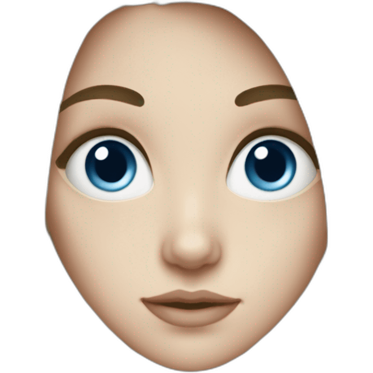 white girl with blue eyes, long dark hair and freckles  emoji