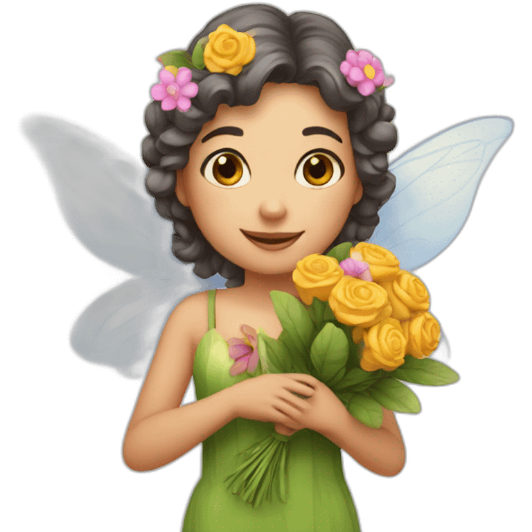 Flower fairy holding flower bouquet  emoji