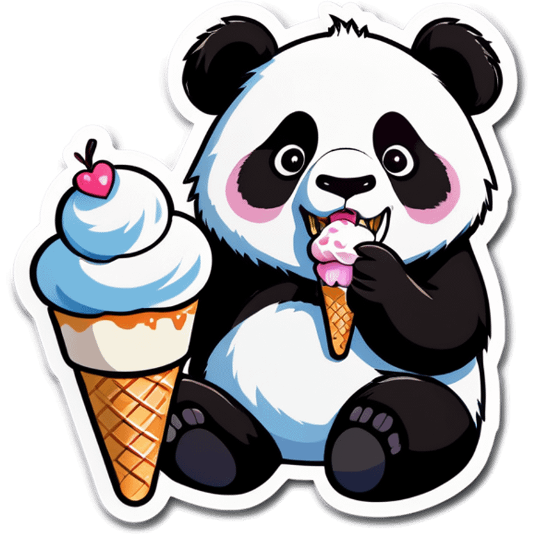 Panda eating ice cream emoji