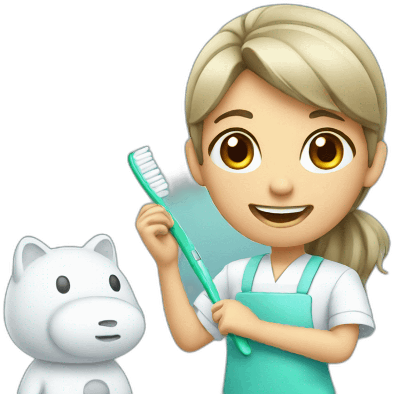 dentist girl with a toothbrush in his hand emoji