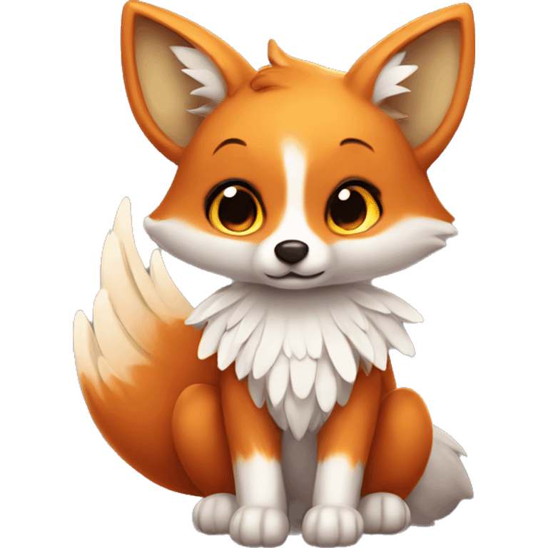 very cute fox with angel wings  emoji