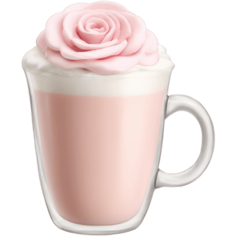 Light Pink latte classy in glass with flower emoji