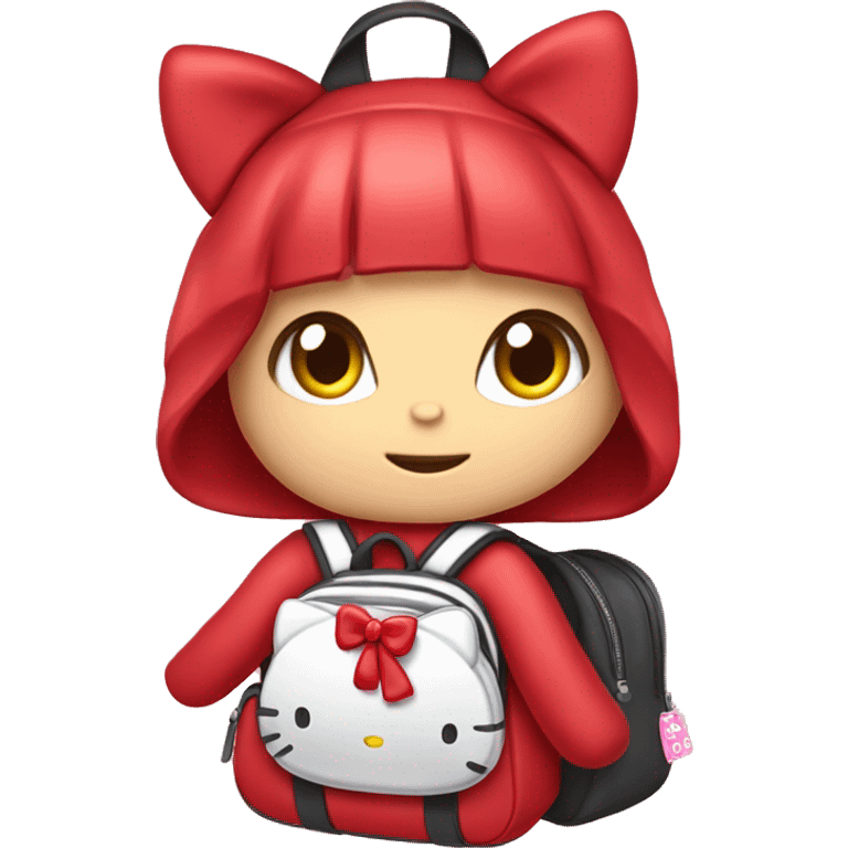 make a cute red hello kitty backpack with her bow on the front emoji