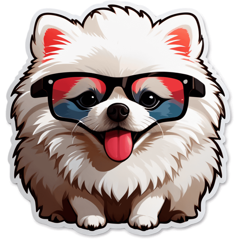 White Pomeranian puppy wearing sunglasses emoji