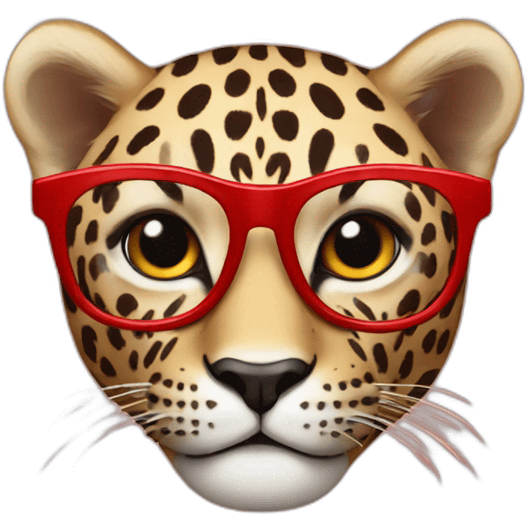 Red leopard with glasses emoji