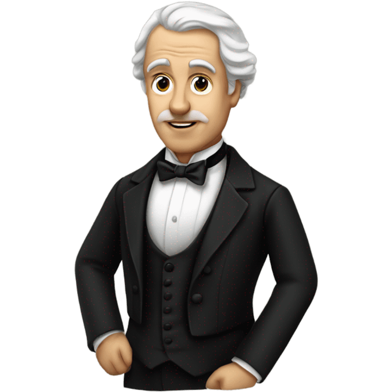 19th century white writer in a black tuxedo with a bow tie emoji