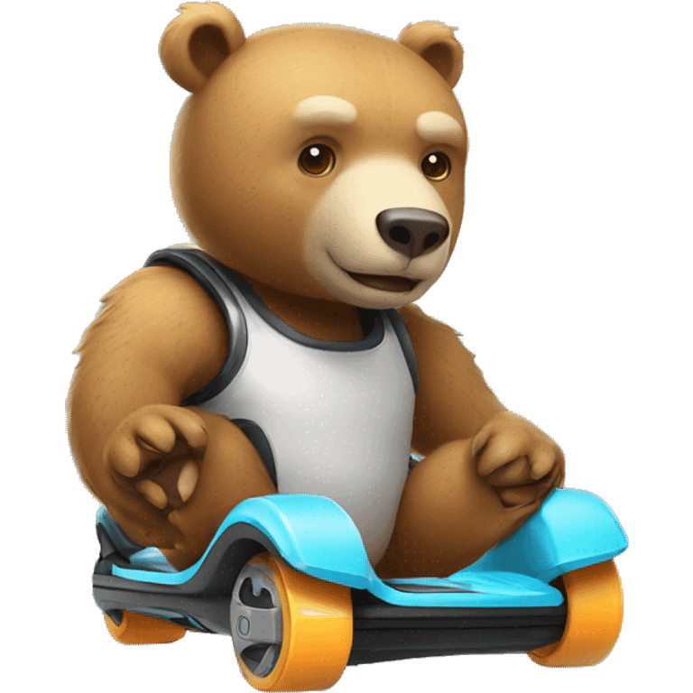 a bear on hoverboard wearing a helmet emoji