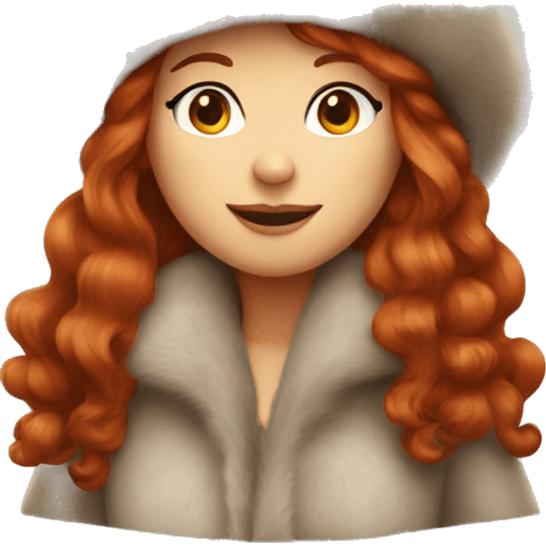 Redhead Girl in fur coat and hat  emoji