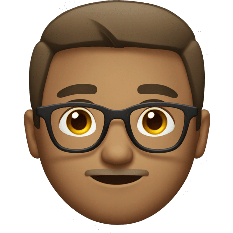 brown eyes with short hair man. wearing glasses. emoji