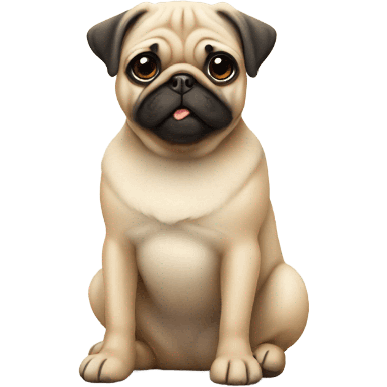 Cute beige pug sitting emoji