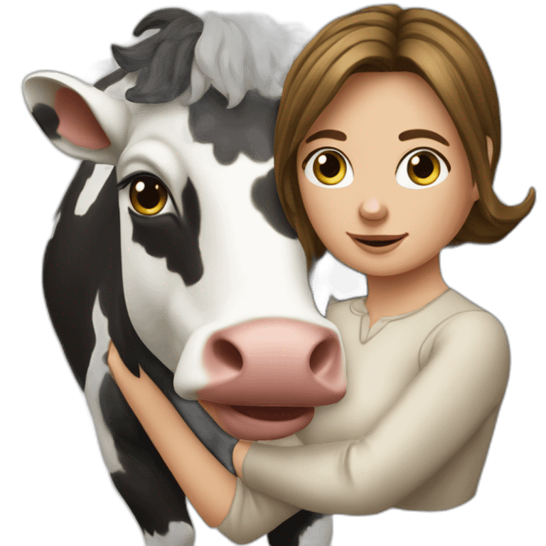 Justine bibber sur une vache emoji