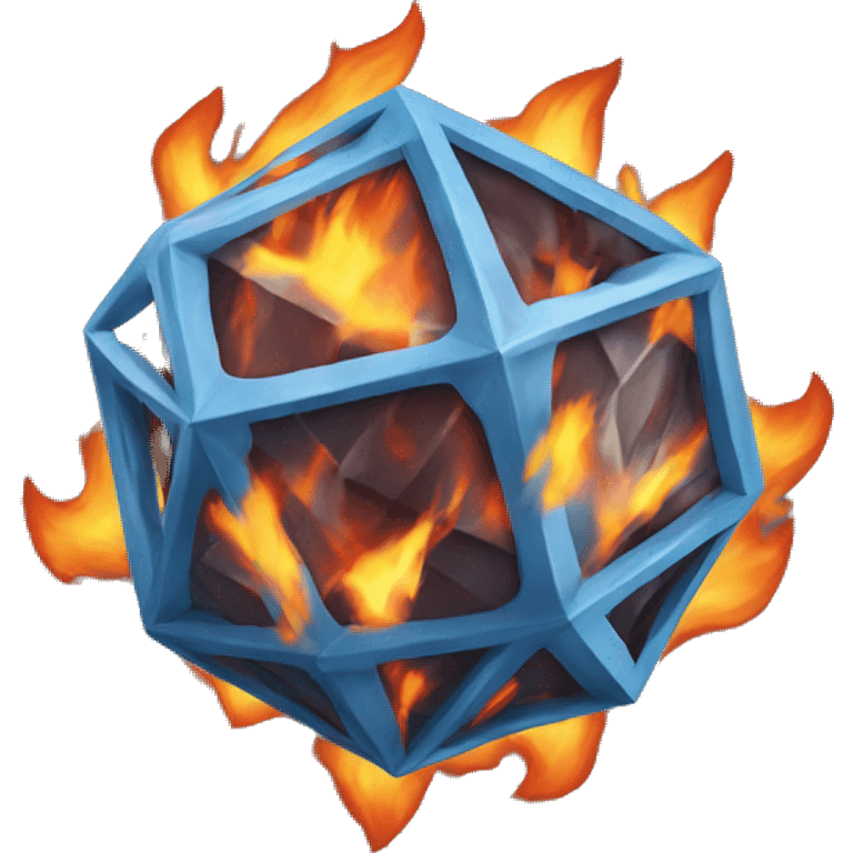 Fire icosahedron emoji