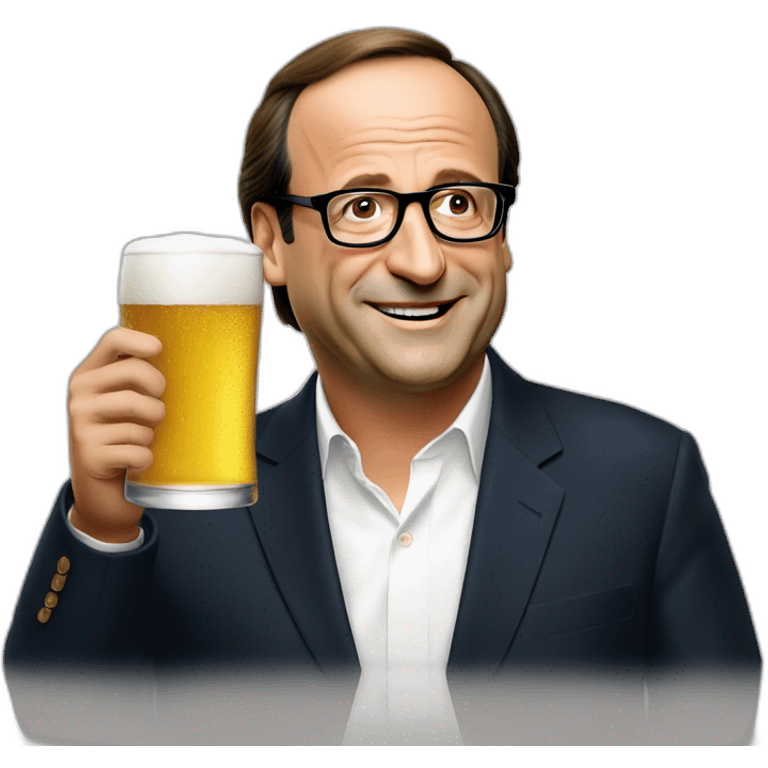 François Hollande drinking a beer emoji