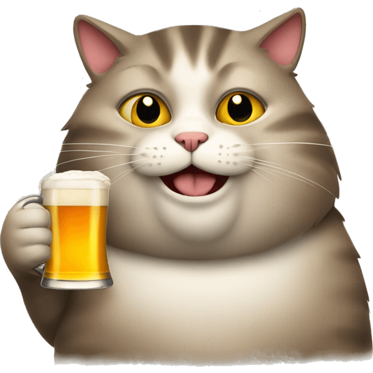 Fat cat drinking beer emoji